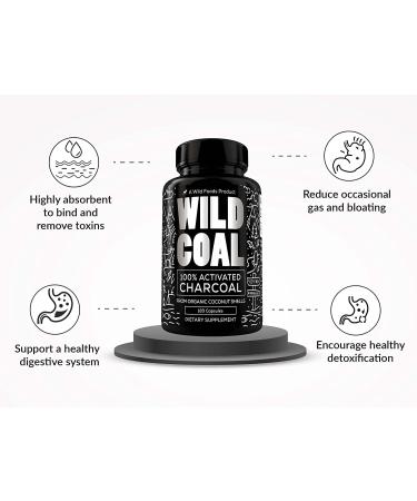 Organic Coconut Shell Activated Charcoal Capsules for Digestion & Gas Relief - Hangover & Bloat Aid - 120 Non-GMO Capsules - Lab Tested USA Made - Buy Online on GoSupps.com