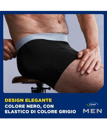 TENA Men Washable Protective Pants - Black, Size L - Light Absorption Boxers for Drips and Dribbles - Buy Online on GoSupps.com