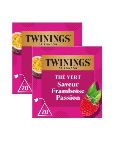 Twinings - Assortiment D couverte Fruit et Exotique - Th Vert Saveur Framboise Passion - 40 Sachets - D guster Chaud ou Froid Framboise Passion - 40 Sachets