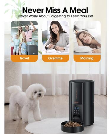 WOPET Automatic Cat Feeder  FT70 Plus Pet Dry Food Dispenser with Desiccant Bag for Cats and Dogs  Timed Cat Feeder Programmable 6 Meals Per Day  10s Voice Recorder Black - Buy Online on GoSupps.com