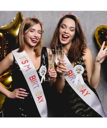 Birthday Crown Set for Women: Princess Sash, Headband, Badge, and Tiara - Happy Birthday Accessories for Party - Multicolor - Buy Online on GoSupps.com