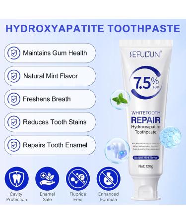 Hydroxyapatite Toothpaste 7.5% - Enamel Repair & Remineralization Fluoride-Free for Sensitive Teeth Fresh Breath - Natural Mint Flavor Nano Hydroxyapatite Toothpaste for Adults & Kids 120g - Buy Online on GoSupps.com