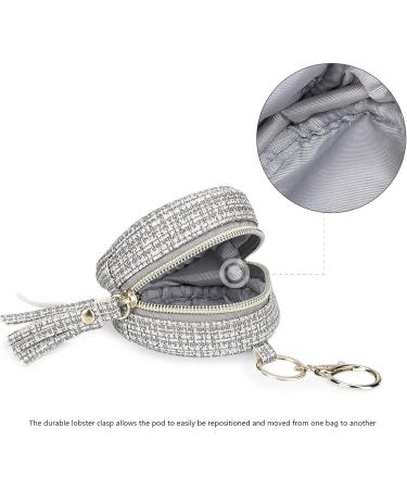 Premium Leather Pacifier Holder - Stronrive Diaper Pocket Paci Pouch with Key Lock & Zip - Perfect for Young Girls - Light Gray - Buy Online on GoSupps.com