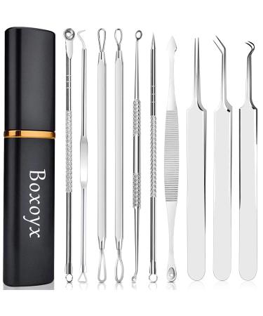 LatestBlackhead Remover Tool, Boxoyx 10 Pcs Professional Pimple Comedone Extractor Popper Tool Acne Removal Kit - Treatment for Pimples, Blackheads, Zit Removing, Forehead,Facial and Nose(Silver)