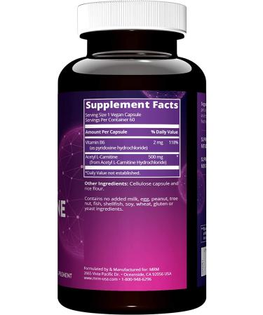MRM Acetyl L-Carnitine 500mg - 60 Vegan Capsules for Energy & Focus - Buy Online on GoSupps.com