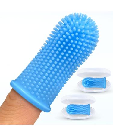 Jasper Dog Toothbrush, 360 Finger Toothbrush Kit, Ergonomic Design, Full Surround Bristles for Easy Teeth Cleaning, Dental Care for Puppies, Cats and Small Pets, Blue 2-Pack Blue (2-pack)