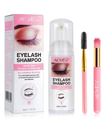 CAPTBDZW Lash Shampoo for Lash Extensions, False Eyelash Cleaner Shampoo, Eyelash Extension Shampoo, Lash Cleanser Foam, Eyelash Wash Foam, Eyelash Extension Cleanser, Sulfate Free Clean Foam+Brush