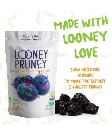 Looney Pruney Organic Pitted Dried Prunes - California-Grown, Kosher, No Added Sugar (6 pack, 9 oz each) - Buy Online on GoSupps.com
