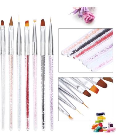 ANKROYU 7 Nail Art Pens Nail Art Brushes Nail Art Uv Gel Polishing Extension Pen with Glitter Handle Sculpting Brush Base Brush Flower Painting Brush for DIY Nail Art Designs - Buy Online on GoSupps.com