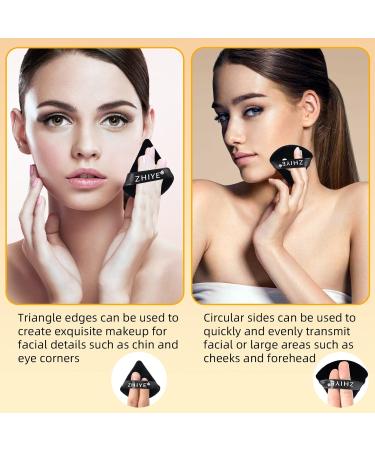 ZHIYE 6pcs Triangle Reusable Face Makeup Puffs | Dual-Use Wet Dry Makeup Sponge for BB CC Cream Liquid Foundation | White+Black - Buy Online on GoSupps.com