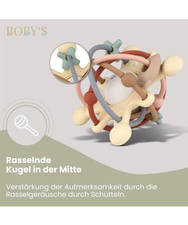 Bobys Sensory Baby Bei ring - Navajo White BPA-Free Silicone Teething Toy & Rattle | Multifunctional & Easy to Clean Dental Aid - Buy Online on GoSupps.com