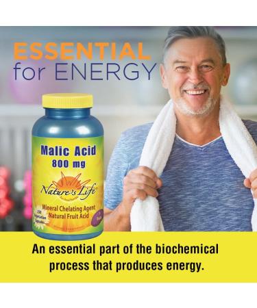 Nature's Life Malic Acid 800 mg - 250 Veggie Caps | Natural Energy Boost - Buy Online on GoSupps.com