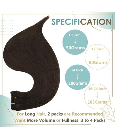 Full Shine Dark Brown Human Hair Weft Extensions 105g 20 Inch - Sew-In Real Hair Bundles for Women - Buy Online on GoSupps.com