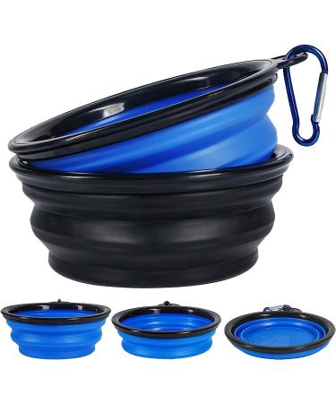 Vivifying 500ml Foldable Dog Bowl - Silicone Travel Bowl for Dogs & Cats (Black & Blue) - 2PCs Portable Feeding Solution - Buy Online on GoSupps.com
