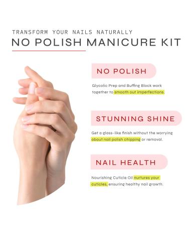 Dr. Dana No Polish Manicure Set - Natural Nail Care Kit with Glycolic Serum Cuticle Oil Glass File | Halal Certified Healthy Nails - Buy Online on GoSupps.com