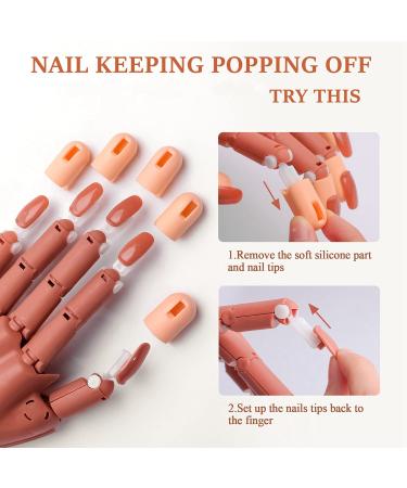 Acrylic Nails Practice Hand Kit - Flexible & Moveable False Mannequin Hand with Fake Nail Tips, Nail Files, and Clipper - Brown - Buy Online on GoSupps.com