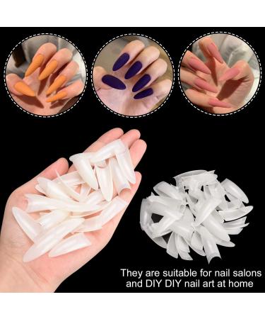Noverlife 1100PCS C Curved Half Cover Almond False Nail Tips - Clear & Natural | 11 Sizes - Acrylic Long Fake Nails for Nail Art Manicure Pedicure at Home or Salon - Buy Online on GoSupps.com