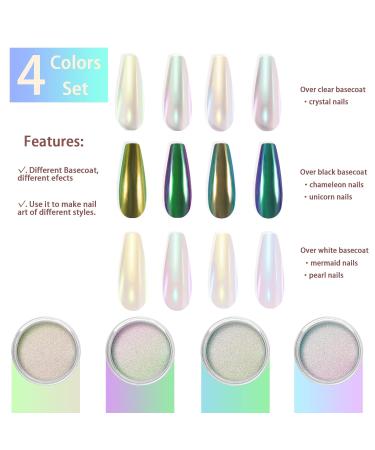 Allstarry White Chrome Nail Powder - 4 PCs Color Shift Chameleon Mica for Nail Art & Resin Craft - Iridescent Pearl Glitter Dust - Buy Online on GoSupps.com