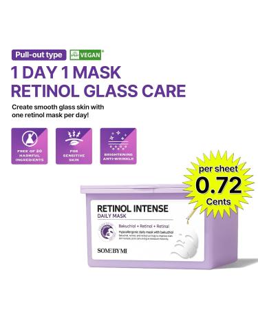 SOME BY MI Retinol Intense Daily Mask - 30 Sheets | Vegan Korean Face Mask for Glass Skin Elasticity & Anti-Aging - Buy Online on GoSupps.com