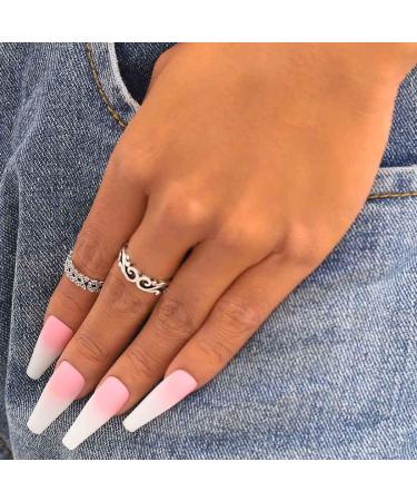 Buy Sethexy Matt Ballerina Long Coffin False Nails - 24 Pink Acrylic Press-On Nail Tips for Women & Girls | International Shipping - Buy Online on GoSupps.com
