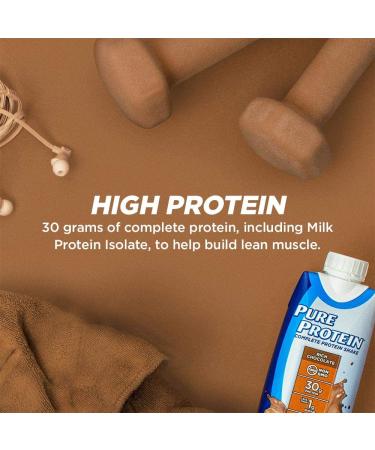 Pure Protein Rich Chocolate Shake - 30g Complete Protein, Keto-Friendly, Immune Support - 12 Pack 11oz Bottles - Buy Online on GoSupps.com