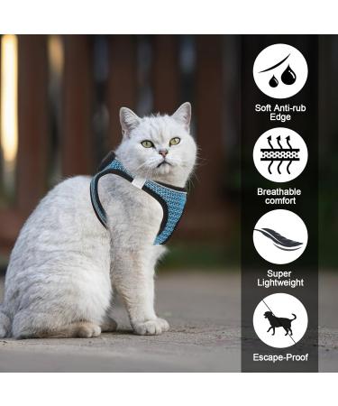Lollanda Adjustable Soft Kitten Vest with Reflective Stripe & Cat Dishes - Super Small Size (S Blue) | International Shipping - Buy Online on GoSupps.com