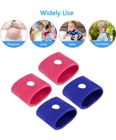 Motion Sickness Relief Wristbands - 2 Pairs for Travel by Sea, Car, Airplanes | Natural Anti Nausea Bands (Pink and Blue) - Buy Online on GoSupps.com
