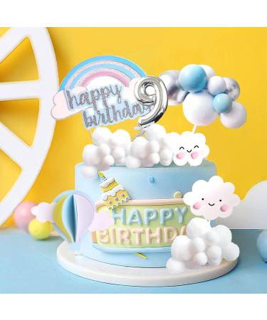LaVenty On Cloud 9 Cake Decoration On Cloud 9 Birthday Cake Topper 9 Birthday Cake Decoration On Cloud 9 Party Supplies Cloud Cake Toppers Blue - Buy Online on GoSupps.com