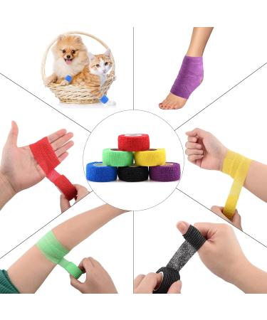 Heyu-Lotus 6 Pack Cohesive Bandages 2.5cm x 4.5m Vet Wrap Self Adherent Bandages Elastic Cohesive Tapes Pet Bandage Wraps for Dogs and Cats Assorted Colours (S) - Buy Online on GoSupps.com