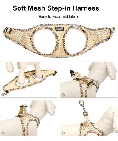 Doramio Dog Harness for Small Dogs | Reflective & Breathable Step-In Leash | Anti-Train Safety Dishes for Dogs & Cats - Beige XL - Buy Online on GoSupps.com