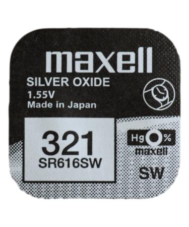 One (1) X Maxell 321 SR616SW SB-AF Silver Oxide Watch Battery 1.55v Blister Packed
