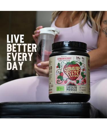 Earth Fed Muscle Strawberry Feels Irish Grass Fed Whey Protein Isolate - NSF-Certified. No Artificial Ingredients Soy Free Gluten Free Non-GMO and Hormone Free (1 Serving Strawberry) Strawberry Feels (Forever) - Buy Online on GoSupps.com
