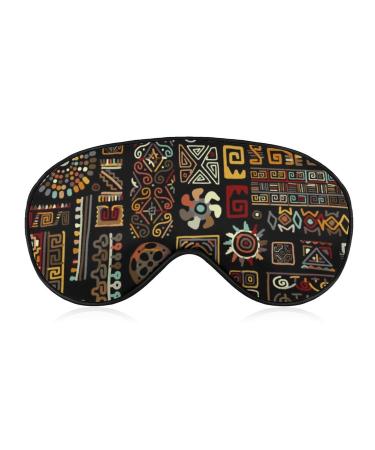 Ethnic Handmade Decorations Sleep Mask Eye Cover for Sleeping Blindfold with Adjustable Strap Blocks Light Night Travel Nap for Men Women