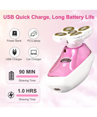 Electric Lady Shaver for Women - Painless Razor Bikini Trimmer - Waterproof Hair Remover for Legs, Face, Underarms & Body - USB Cable & Cleaning Brush Included - Buy Online on GoSupps.com