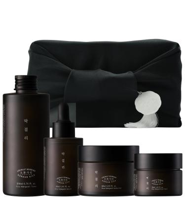 House of Dohwa Makgeolli Line Premium Korean Skincare Gift Set Toner Serum Moisturizer & Eye Cream Radiance Firming & Hydrating Skincare Gift for Healthy-Looking Skin