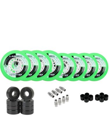 Labeda Shooter Inline Roller Hockey Wheels +Hybrid Ceramic Bearings, Choose Size Green 72mm 8-Pack