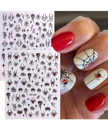 Halloween Nail Stickers | Spider Web & Glitter Designs | 6 Pcs Nail Art Decals for Men & Women | International Shipping - Buy Online on GoSupps.com