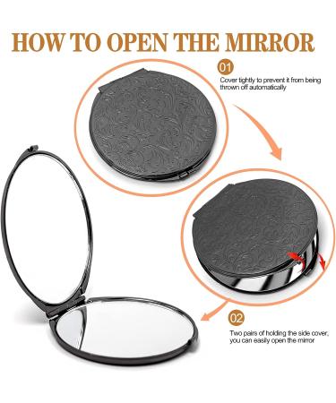 Vintage Metal Double-Sided 1x2 Handheld Travel Mirror That fits in Your Pocket Purse (Gun Black) - Buy Online on GoSupps.com