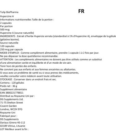 Huperzine A 250mcg 120 Capsules | High Strength Supplement, 3rd Party Lab Tested, Gluten & GMO Free - Buy Online on GoSupps.com