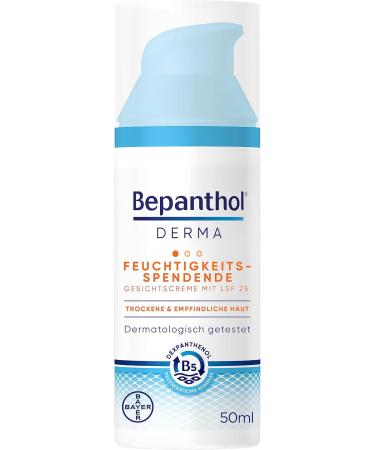  Bepanthol Bepanthol Derma - Moisturizing Face Cream SPF 25 - For sensitive and dry skin - Dermatologically tested - With dexpanthenol - 50ml non-comedogenic pump bottle - Buy Online on GoSupps.com