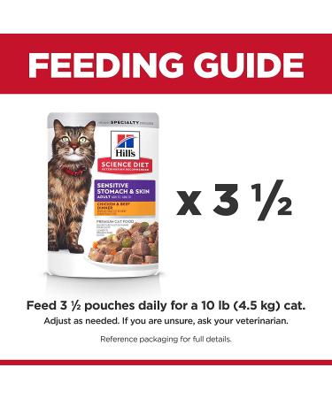 Hill's Science Diet Adult Sensitive Stomach & Skin Wet Cat Food Pouch - Chicken & Beef - 2.8 oz - 24 Pack - Buy Online on GoSupps.com