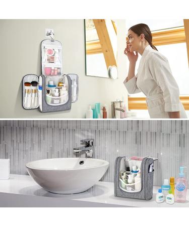 Baleine Water-Resistant Toiletry Bag for Women and Men - Large Gray Makeup Organizer with Hanging Hook - Buy Online on GoSupps.com
