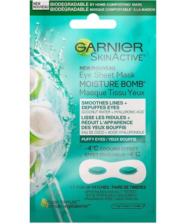 GARNIER Skinactive Moisture Bomb Energizing Eye Sheet Mask - with Coconut Water 6 Grams Reduces Eye Puffiness - Buy Online on GoSupps.com