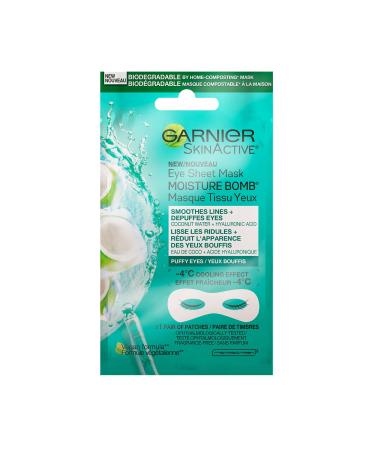 GARNIER Skinactive Moisture Bomb Energizing Eye Sheet Mask - with Coconut Water 6 Grams Reduces Eye Puffiness