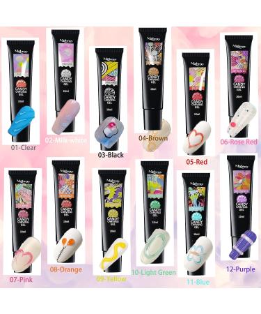 Buy 3D Nail Gel Set - 12 Colors for Nail Art Sculpting & Design | 5D Candy Gel & Molding Gel | DIY Manicure Kit - Buy Online on GoSupps.com