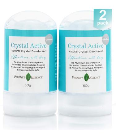 Positive Essence Crystal Deodorant Stone - Odorless - Pack of 2 - 60g