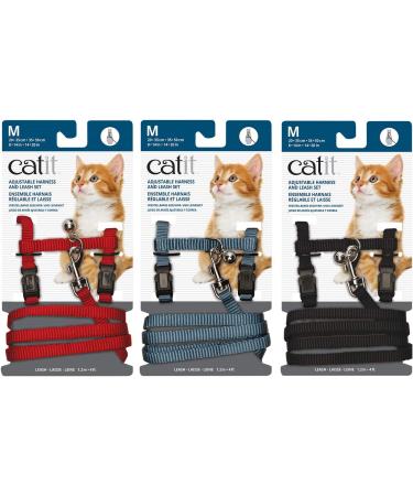 Catit Nylon Adjustable Cat Harness and Leash Set - Medium Blue - Buy Online on GoSupps.com