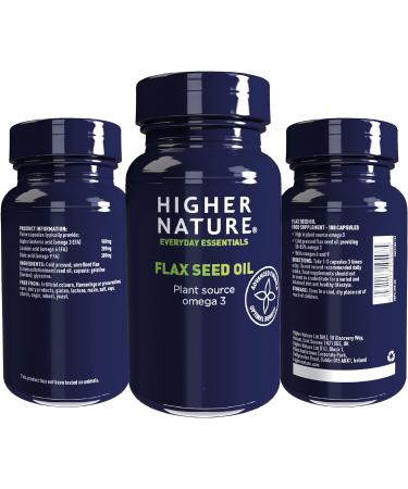 Higher Nature - Flax Seed Oil - 1000mg - Plant Sourced Omega 3 - Fish Free Omega 3 - Flaxseed Oil Capsules Vegan Vegetarian & Gluten Free - 180 Capsules 180 count (Pack of 1) - Buy Online on GoSupps.com
