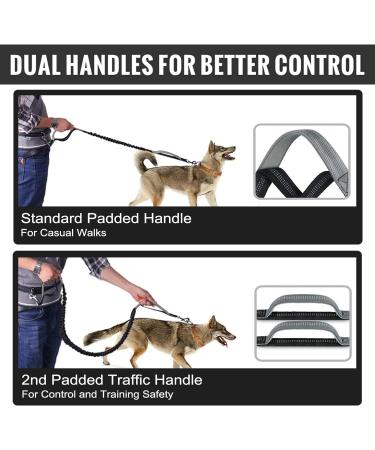 Hands Free Dog Lead for Running Walking Training Hiking Adjustable Running Lead for Dogs With Waist Pack Dual Handles Shock Absorbing Reflective Stitching Suitable for Medium and Large Dogs - Buy Online on GoSupps.com