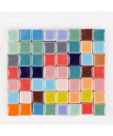 PINUO&KE 200g Square Ceramic Mosaic Tiles for Crafts - Colorful Stained Glass Pieces - Red - Buy Online on GoSupps.com